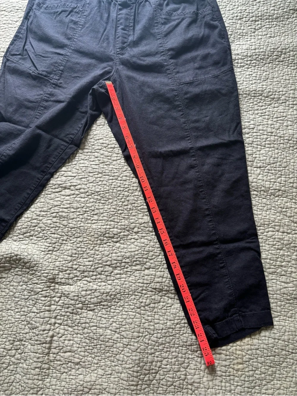 Old Navy Black High-Rise Straight Taper Linen Blend Pants L - Picture 11 of 12